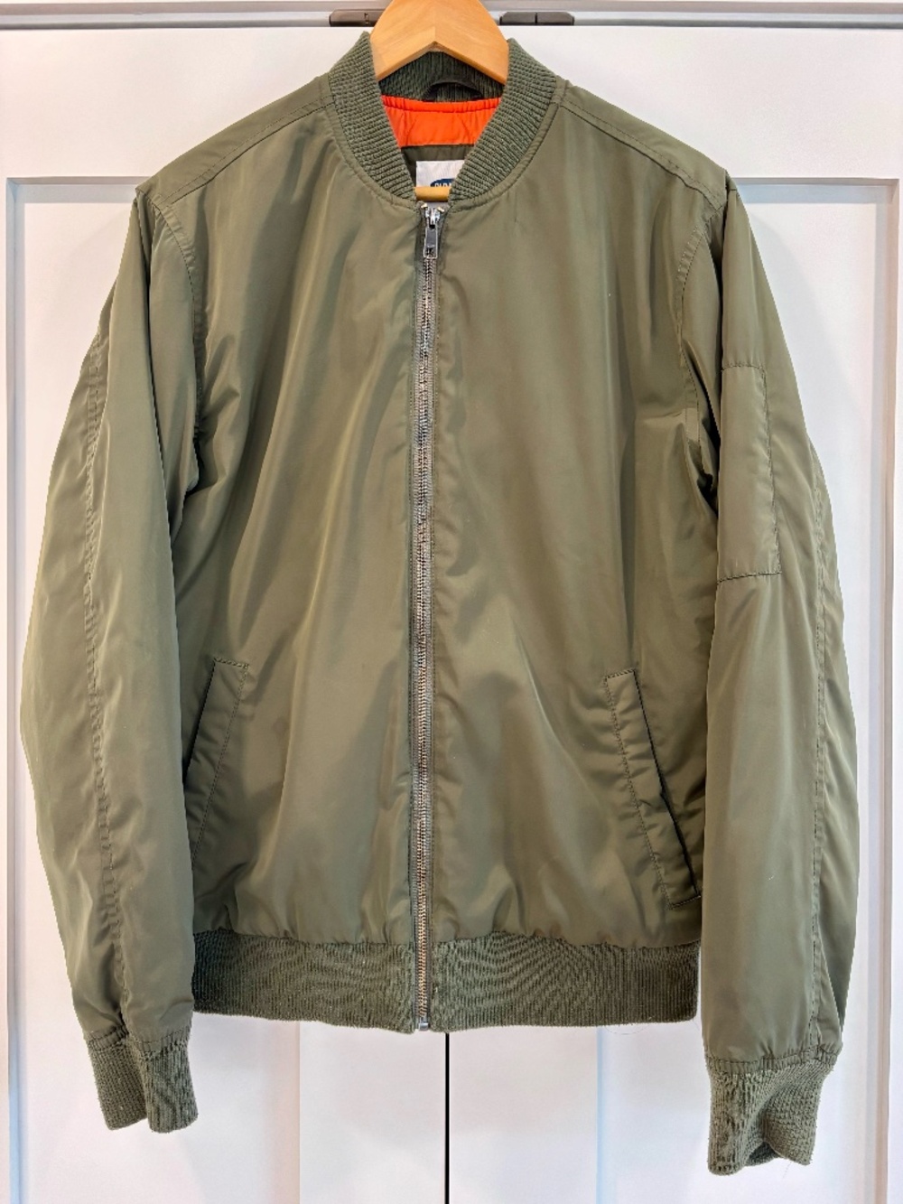 Olive Green Bomber Jacket • Size M • 100% Polyester